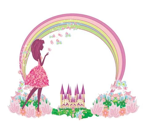 Magic world of tales frame Stock Illustration