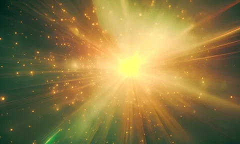 Magical abstract sunrays background bokeh lights. Gold dust floats in the air Stock Footage 255834743