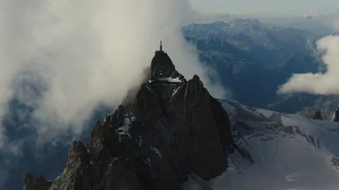 Magical Aiguille du Midi in the clouds Stock Footage 118349128