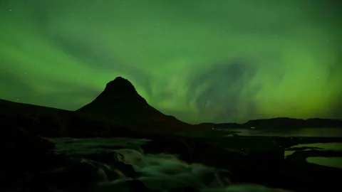 Magical Aurora Borealis Its Spell Over Norway's Pristine Forest. Enchanting 動画素材 334658827