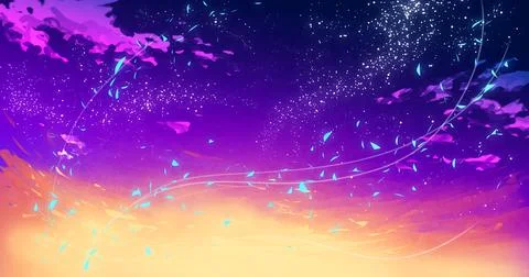 Magical Background Sky with Particles and Strokes Illustration Stock Photos