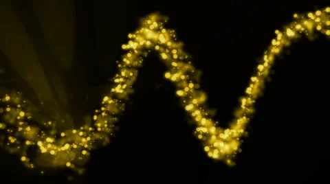 Magical background of yellow glowing particles in wave motion (FULL HD) Video stock 55759078