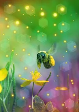 Magical Bee in Flight. Stock Photos