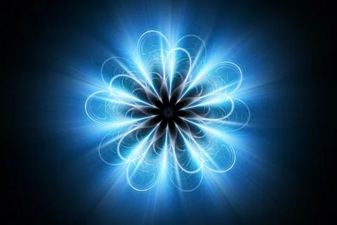 Magical blue glowing mandala exploding in space 스톡 일러스트