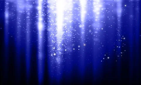 Magical blue light rays with sparkling particles background. shiny light blue.	 Illustrazione stock