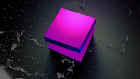 A magical blue-pink fluorescent gift box opens as the glass ribbon unravels.. Stock Footage 296755973