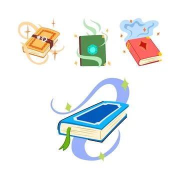 Magical books containing ancient knowledge and spells Stock Illustration