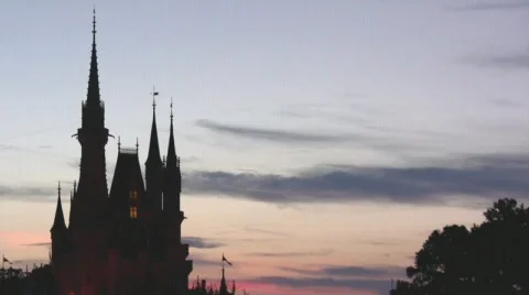 Magical Castle in Sunset Stock-Footage 135487