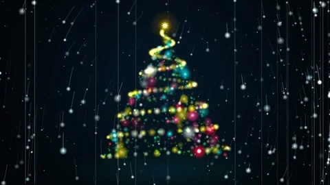 Magical Christmas Tree with Glittering Lights and Snowfall Background Vídeos de archivo 343839676