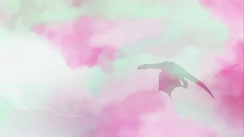 Magical Dragon Flying Through Pink Clouds Stock Footage 164295075
