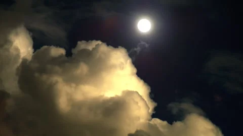 Magical Dramatic Hyper lapse clouds with full moon Stock Footage 45405982