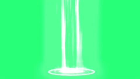 Magical Energy Circle with Vertical Light Beam Rising Up Green Screen background Stock Footage 316054675