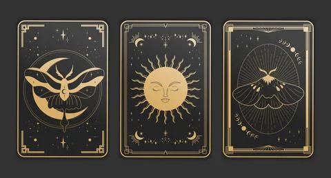 Magical esoteric Tarot card reverse side with butterflies Stock Illustration