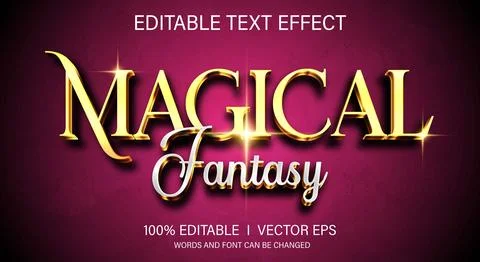 Magical fantasy 3d vector text effect with modern style design Stock Illustration