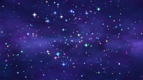 Magical fantasy space background with shining neon stars and sparks Vídeos de archivo 334849257