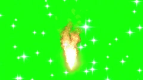 Magical fire explosion effect with sparkling particles on green screen Stock Footage 337463638