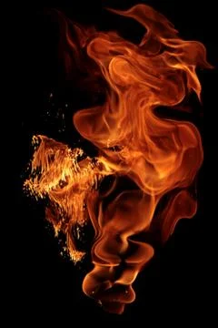 Magical fire ignition - burning red-orange hot flame - fiery elements isolate Stock Photos