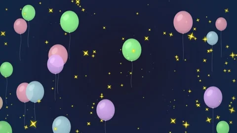 Magical Floating Balloons Against Deep Starry Night Sky Celebration Backdrop Stock Footage 346006044
