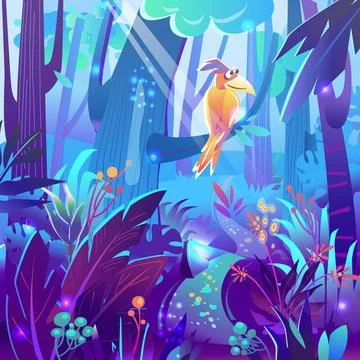 Magical forest Background for game design, print, websites and mobile phones Stock Illustration