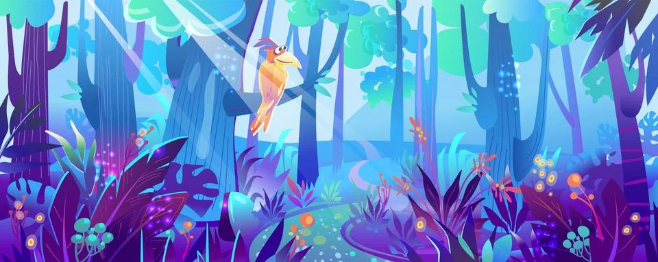 Magical forest Background Stock Illustration