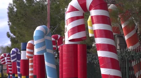 Magical Forest Candy Cane Row Stock Footage 58973067