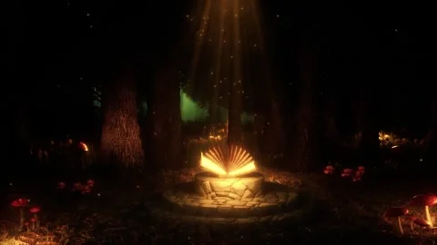 The Magical Forest of the Enchanted Book - Dark Atmosphere - Loop Landscape Stock Footage