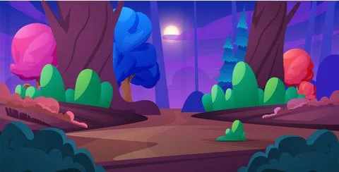 Magical forest pathway vector illustration Stock Illustration