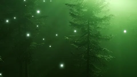 Magical Forest with Sparkles Stock Illustration