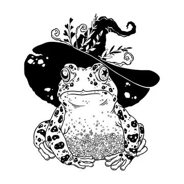 Magical frog in a witch's hat Ilustración de archivo