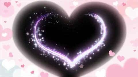 Magical glowing heart trail animation with sparkles with background filled Vídeo Stock 345102487
