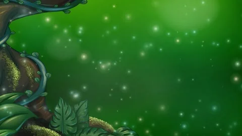Magical Glowing Particles Drifting Upward in a Lush Green Enchanted Forest Stock Footage 340004703