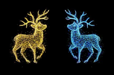 Magical Glowing Sparkling Deer Vector Illustration Stock Illustration
