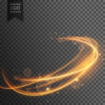 Magical golden light effect on transparent backgorund Stock Illustration