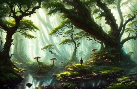 Magical Green Forest Illustrazione stock