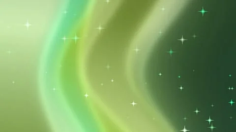 Magical Green Gradient Waves with Twinkling Stars Loop Video stock 334863225