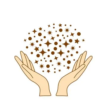 Magical hands. Boho occult magic hand, witch mystical symbol, witchcraft hand 库存插图