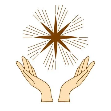 Magical hands. Boho occult magic hand, witch mystical symbol, witchcraft hand 库存插图