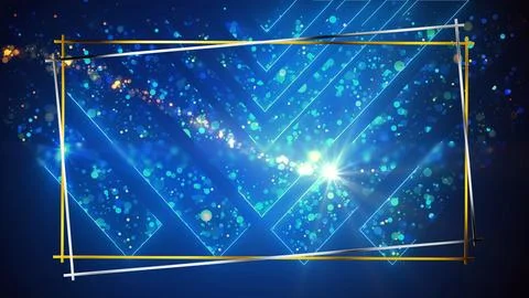 Magical Holiday Season decorative rectangular geometric gold frame. Golden .. Illustrazione stock