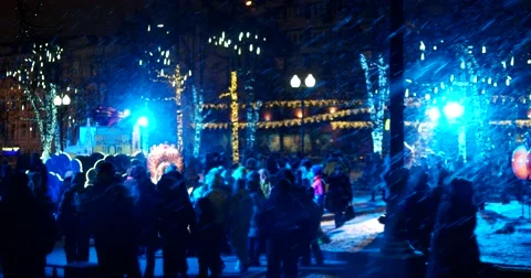 Magical light installations Christmas light" painted the streets in Moscow Stock Footage 67394344