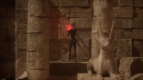 Magical lights guide aliens to unveil the secrets of the pharaonic civilizat Stock Footage 291925778