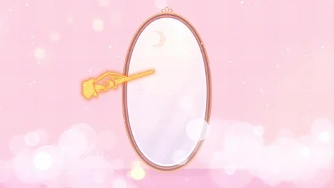 Magical Mirror Activation: Animation Frame Depicting Wand Interaction with a Gl Stock Footage 307472648