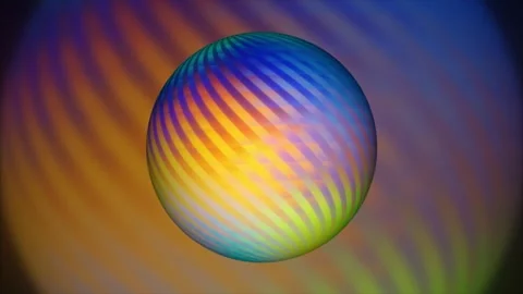 Magical multicolored rotating striped sphere, bright colorful multicolored st Stock Footage 263352019