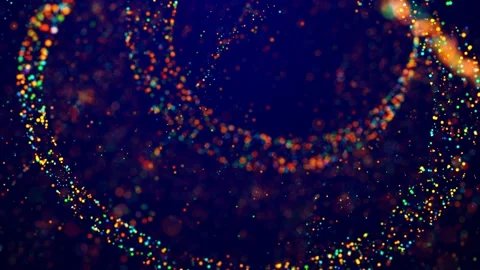 Magical multicolored sparkles of light form abstract simple spiral structure Stock Footage 136584563