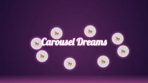 Magical Neon "Carousel Dreams" Title Graphic with Glowing Pony Animation Stock Footage 336889610