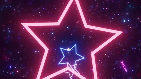 Magical Neon Glowing Star Shape Roller Coaster Lights Tunnel Sparkles Stock Footage 228804983