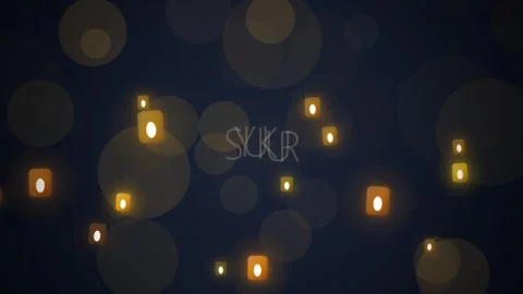 Magical Night Sky with Floating Lanterns and Bokeh Lights - Festive Celebrati Stock Footage 348571849