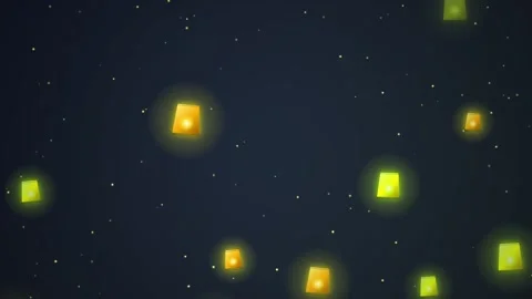 Magical Night Sky Lanterns Floating Upwards, Wishes, Celebration, Festive A.. Stock Footage 348572491