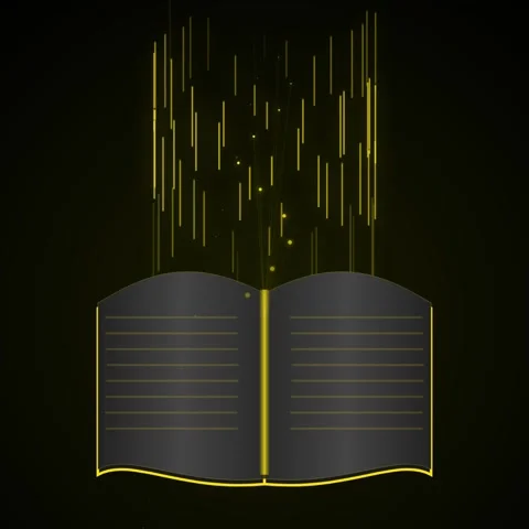Magical Open Book Emitting Golden Light Beams and Particles - Knowledge Conce Stock Footage 346284111
