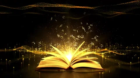 Magical Open Book with Glowing Light and Floating Music Notes Stock Footage 319519255