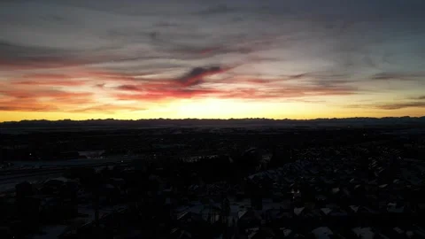 Magical Orange Red Yellow Winter Sunset (Crane up) Stock Footage 321768808